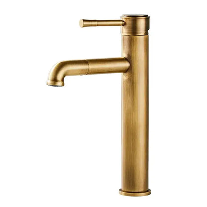 DecorBites antique bronze basin faucet with single-handle brass mixer tap in sleek brushed metal finish for bathroom sink