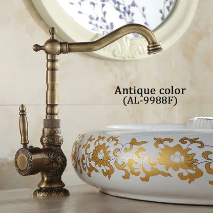 Decorbites™ antique bronze basin faucet with single handle deck mounted mixer tap in an ornate vintage style