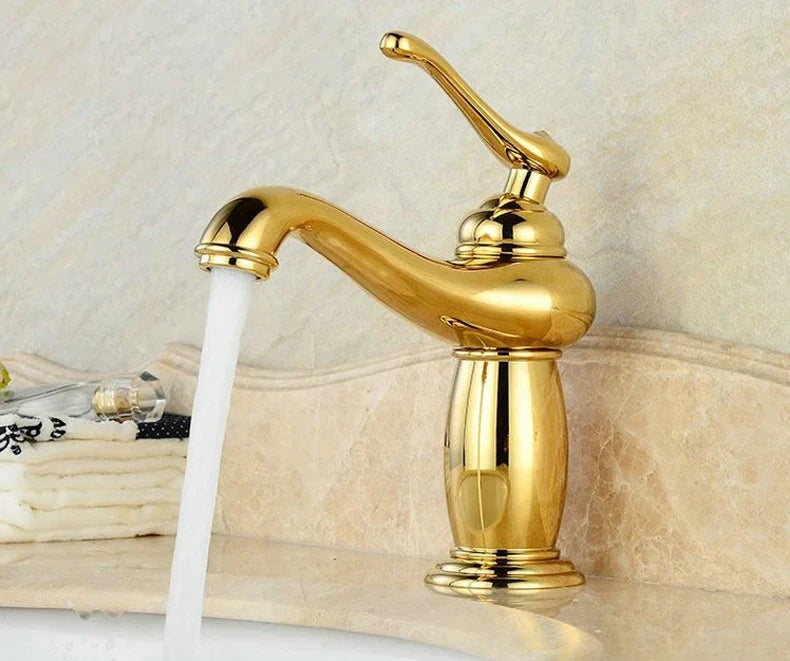 Decorbites antique bronze bathroom faucet single handle mixer with curved spout and vintage real shot details