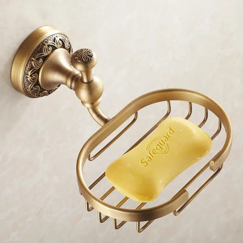 Decorbites antique bronze brass soap dish basket with ornate detailing and wire mesh for bathroom accessories