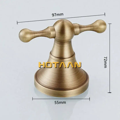 Decorbites antique bronze brass two-handle bathroom faucet mixer with classic turned design and fluted base wall hooks