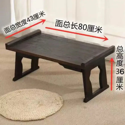 Decorbites™ antique chinese style dark brown solid wood folding table with sturdy legs for hanfu shoots and tea time