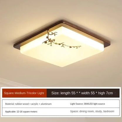 Decorbites™ antique copper led ceiling light with dark brown wooden frame and bronze ornate branch design with soft glow