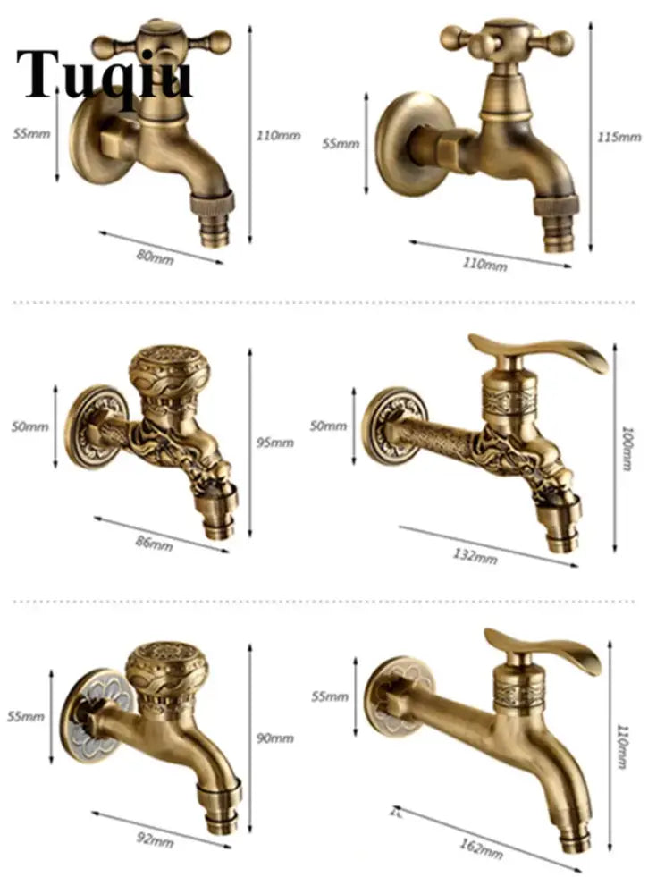 Decorbites antique garden bibcocks tap in brass finish with ornate detailing and cross handles for outdoor washing