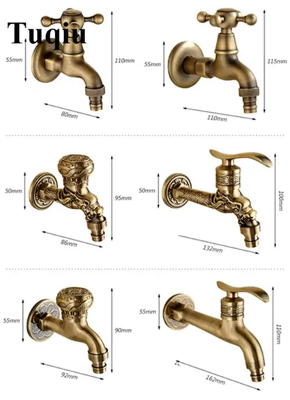 Decorbites antique garden bibcocks tap in brass finish with ornate detailing and cross handles for outdoor washing
