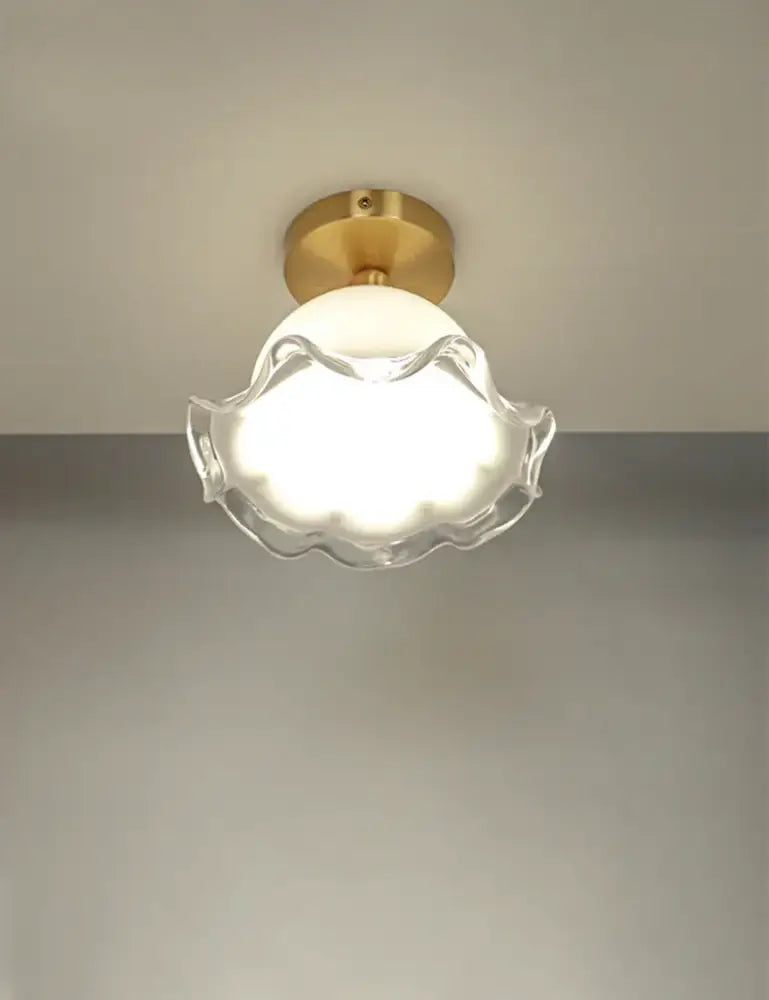 Decorbites™ antique glass ceiling light featuring a delicate translucent glass ceiling light with gold-toned brass base