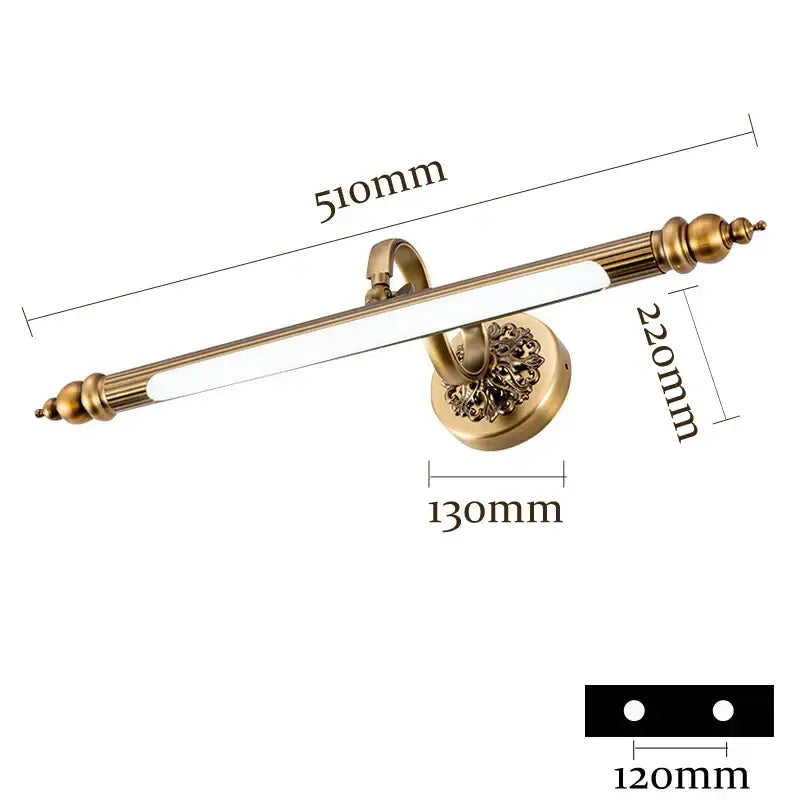 DecorBites Antique Golden bronze mirror LED wall light with antique brass finish and ornate floral mounting plate