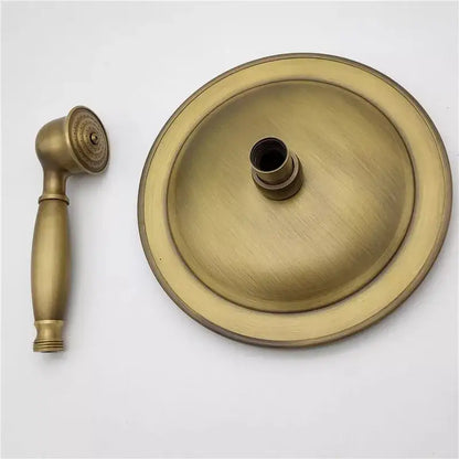 DecorBites antique brass finished shower head holder with circular wall mount for handheld bidet sprayer stand