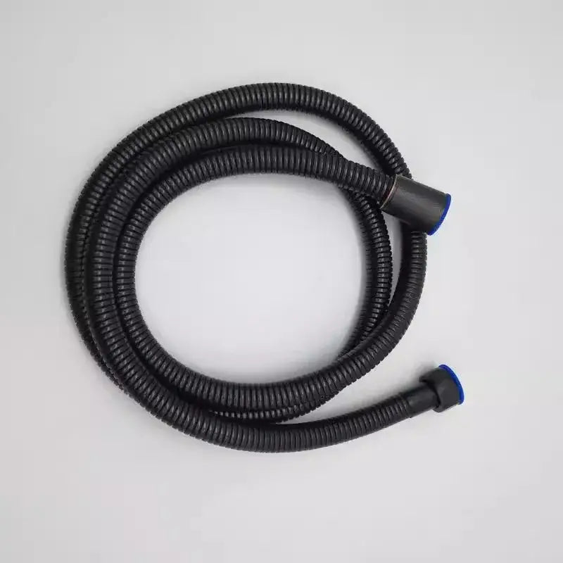 Black corrugated shower hose with blue tips for DecorBites antique handheld shower head plumbing and bidet sprayer
