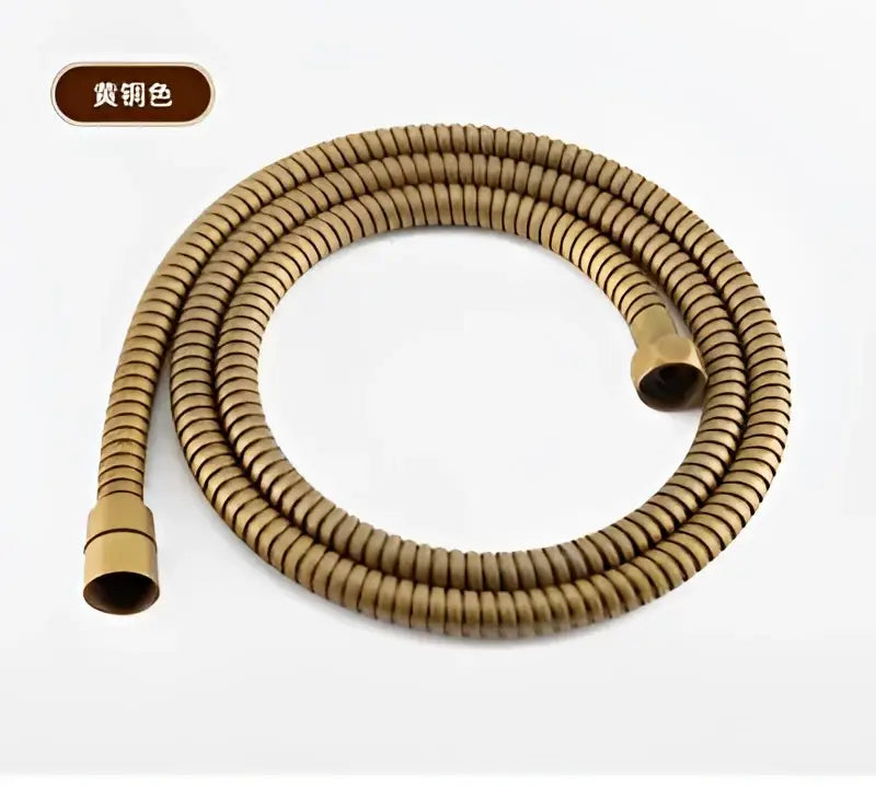Yellow gold decorbites antique handheld shower hose with ribbed texture and brass fittings for plumbing use