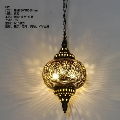 Golden decorbites antique hollow carving pendant light with intricate filigree design for vintage home decor