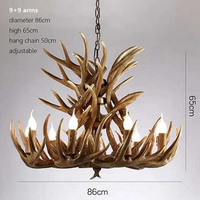 Decorbites antique resin nine-arm chandelier crafted from natural brown resin antlers luxury vintage lighting fixture