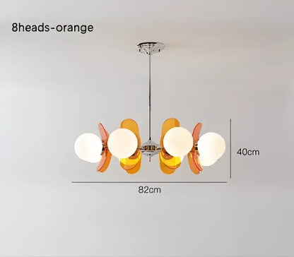 Orange and white spherical pendant lights with a modern minimalist design in decorbites antique style chandelier for living room