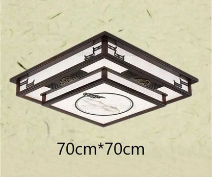DecorBites antique style solid wood ceiling light with dark brown metal frame and white panels for living room study
