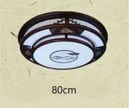 Decorbites antique style solid wood ceiling light with dark frame white frosted glass and traditional chinese motifs for living room