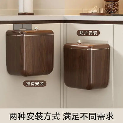 Decorbites antique style large capacity kitchen trash can with dark wood grain finish and sleek metallic lid knob
