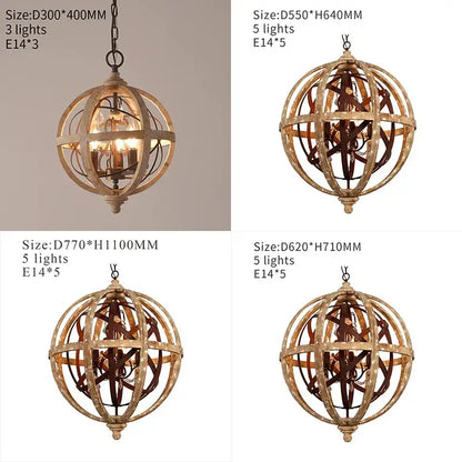 Antique-finished metal globe pendant lights with intricate spherical frames and multiple internal fixtures for decorbites antique wood globe chandelier