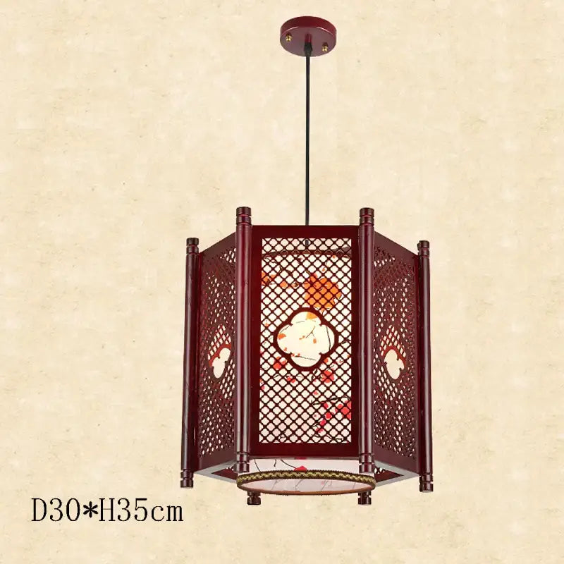 Red wooden decorbites antique wood pendant lights with intricate lattice and floral patterns for dining room lighting fixtures