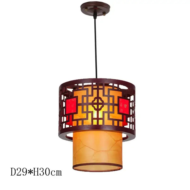 Decorbites antique wood pendant lights with dark brown wooden frame and amber fabric shade for dining room decor