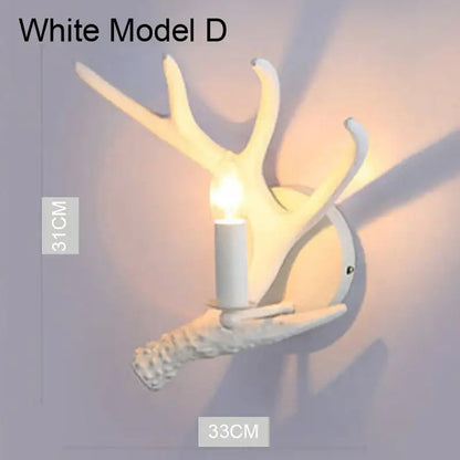 Decorbites antler chandelier white resin antler-style wall sconce with candle-like bulb for rustic indoor decor