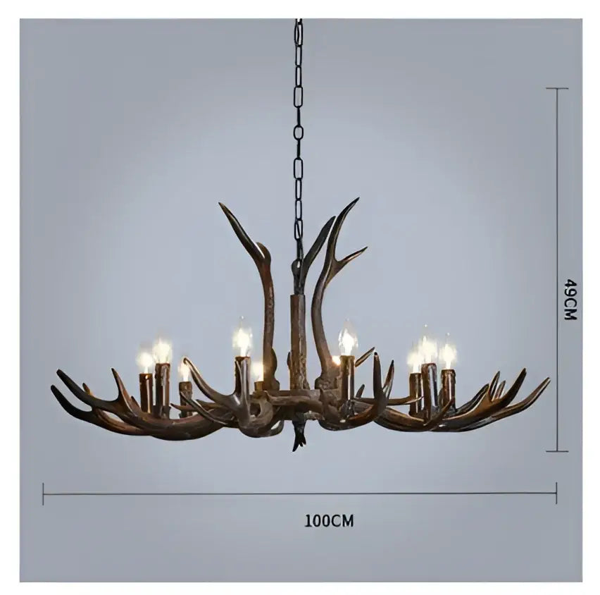 Decorbites antler resin chandelier with dark bronze finish and multiple candle-style lights for american country decor