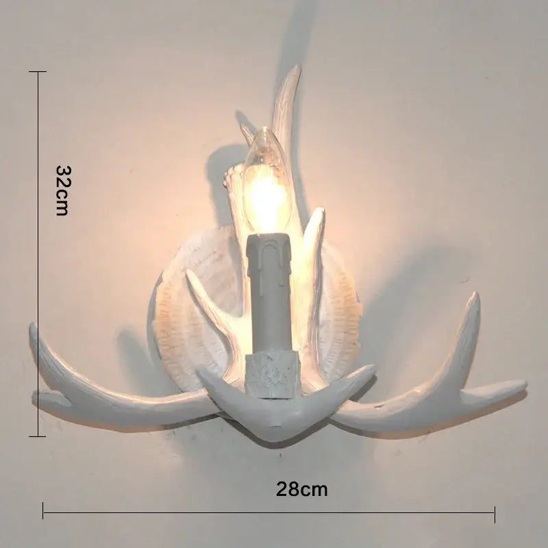 White ceramic decorbites antler resin wall lamp featuring antler and shell motifs for living room and hotel use