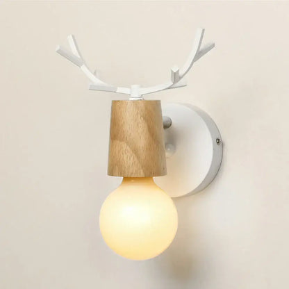 Decorbites antlers vintage white and light wood antlers vintage wall sconce with warm glow indoor lighting fixture