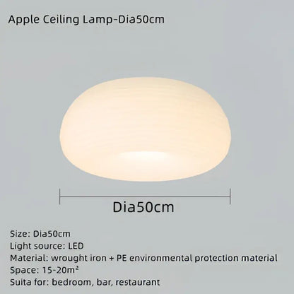 Cream-colored apple shape ceiling chandelier with frosted wrought iron and pe material by decorbites for bedroom and kitchen
