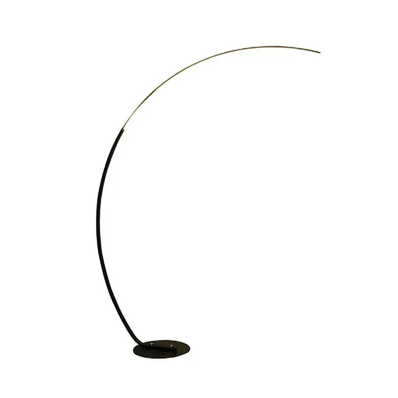 Modern black curved floor lamp by decorbites arc led featuring a sleek metallic arc and minimalist nordic design