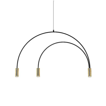 Black and brass decorbites arc pendant light chandelier with three curved arms for kitchen island lighting