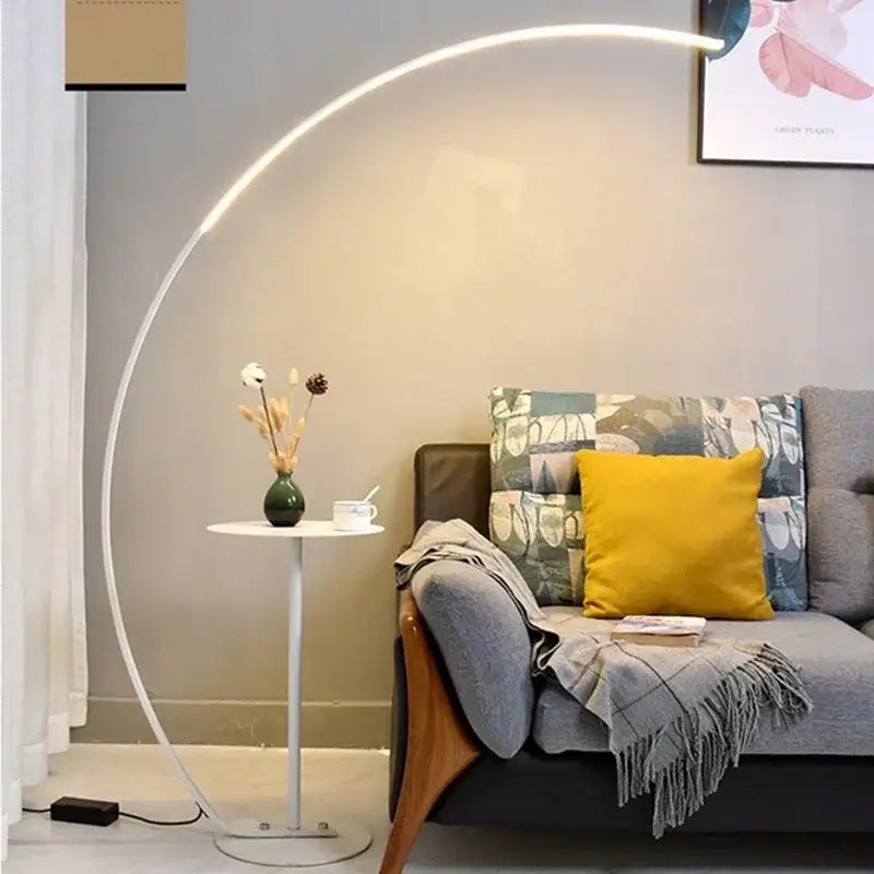 Modern white arc shape decorbites arc shape floor lamp with sleek curved design and integrated led lighting for living rooms