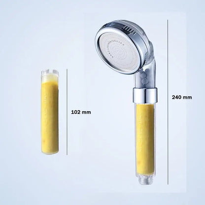 Silver-finished decorbites aroma filter vitamin c shower head with transparent body and separate 102 mm lemon lavender rose filter cartridge