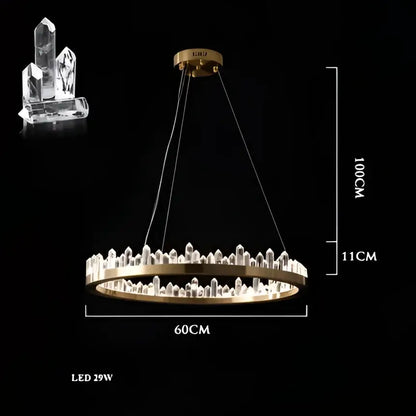 Gold-toned decorbites arrow crystal led chandelier with clear crystal points for modern living room and bedroom lighting