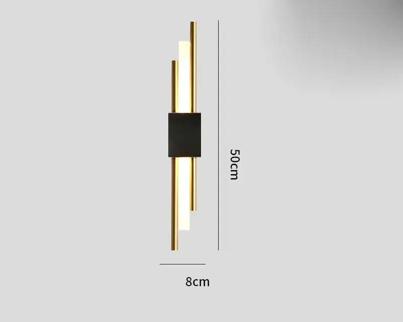 Modern gold-toned DecorBites Art Deco wall sconce with marble accent and three vertical LED bars for living spaces