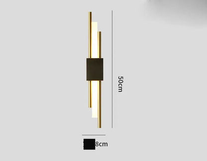 Modern gold-toned decorbites art deco wall sconce with marble accent and black rectangular detail for bedroom lighting