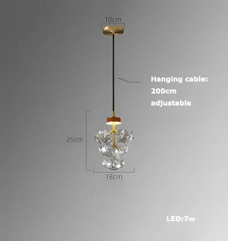 DecorBites Art Deco LED glass ceiling pendant light with crystal-encrusted gold frame and adjustable black cable