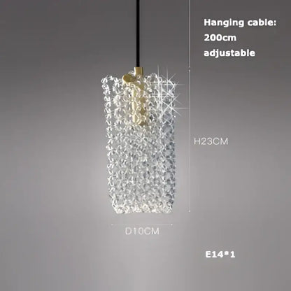 A sparkling crystal pendant light with gold-toned fixture and adjustable 200cm cable from decorbites art deco led collection