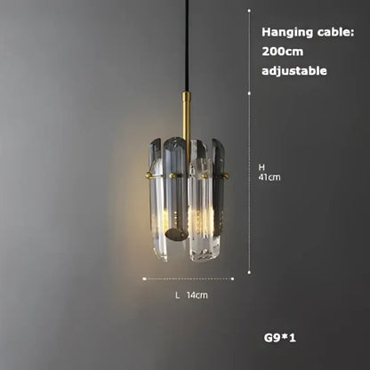 DecorBites Art Deco pendant light with gold-toned metal frame and clear faceted glass shades in vintage American style