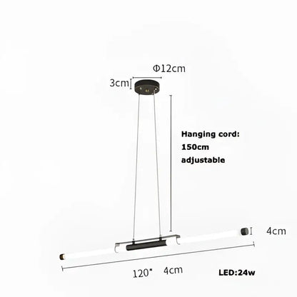 Decorbites art deco led gold chandelier with black circular mount and transparent glass tube for dining room lighting