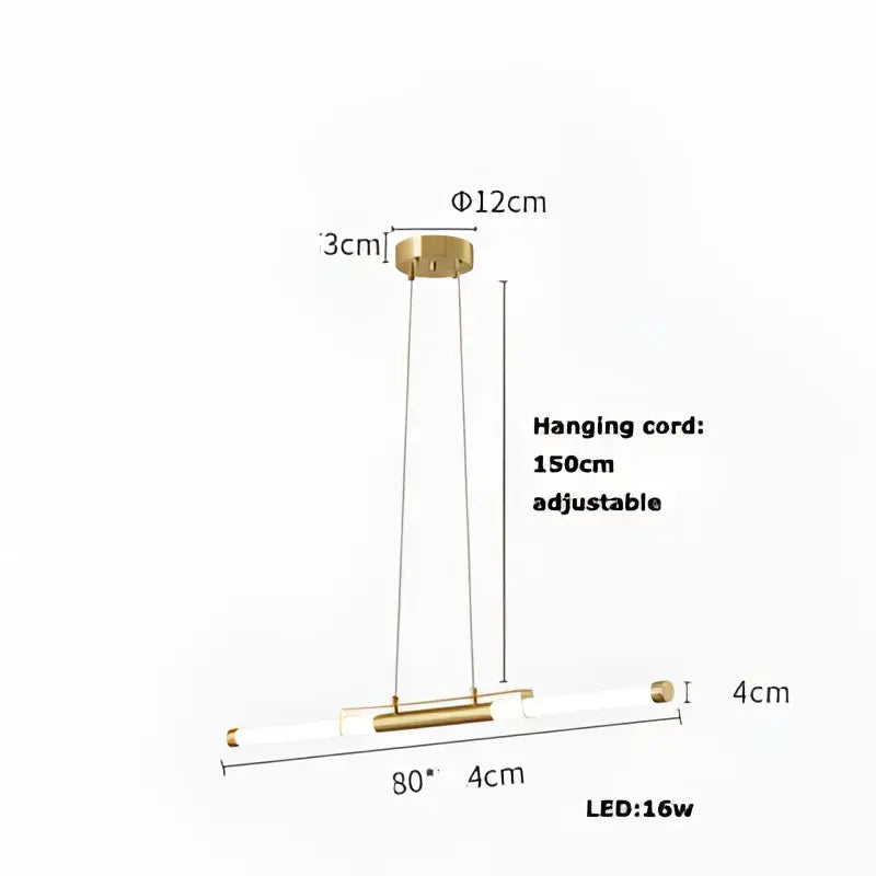 Gold-toned decorbites art deco led chandelier with sleek cylindrical glass tube and adjustable cord for dining room use
