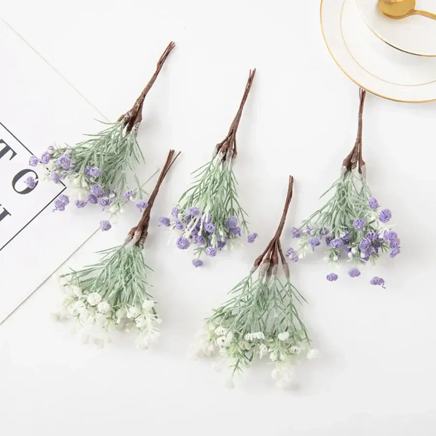 DecorBites™ artificial gypsophila plants with delicate lavender and white synthetic flowers for home decor and weddings