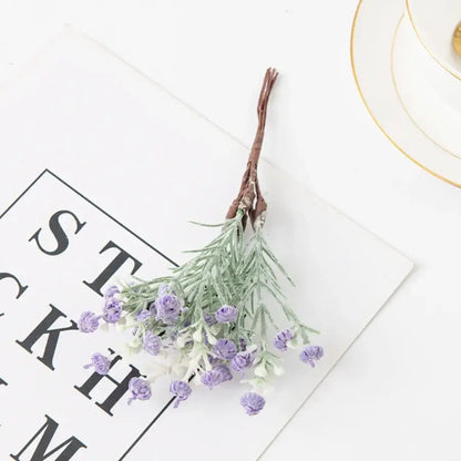 Decorbites artificial gypsophila plants with tiny purple and white blossoms on green stems for home decor and weddings