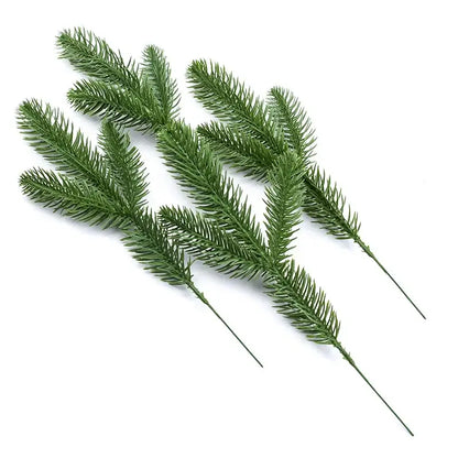 Green artificial pine branches with detailed needle foliage and thin wire stems for decorbites artificial plants bridal decor