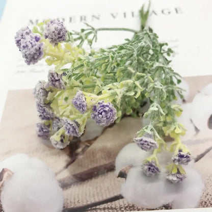 Decorbites™ artificial succulent tree featuring a delicate lavender sprig with purple blossoms and frosty green stems