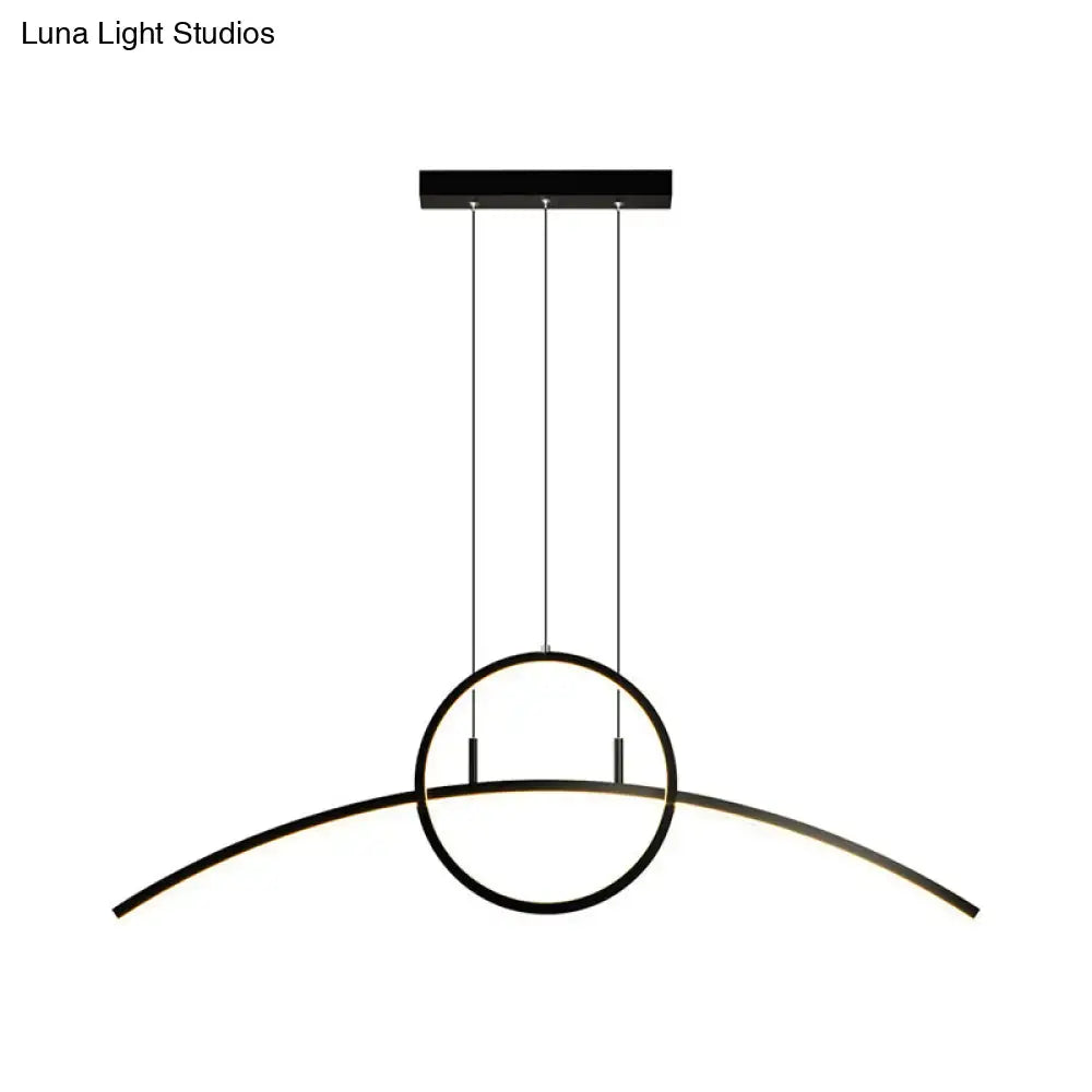 Modern black metal DecorBites ceiling light fixture with curved LED arms designed as a minimalist dining room pendant