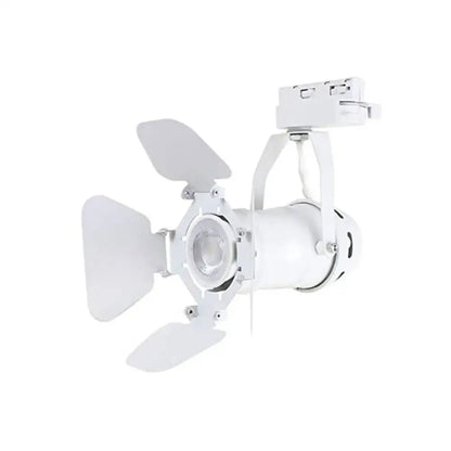 White metal decorbites artwork led track lighting fixture with adjustable spotlight and four leaf-shaped reflectors