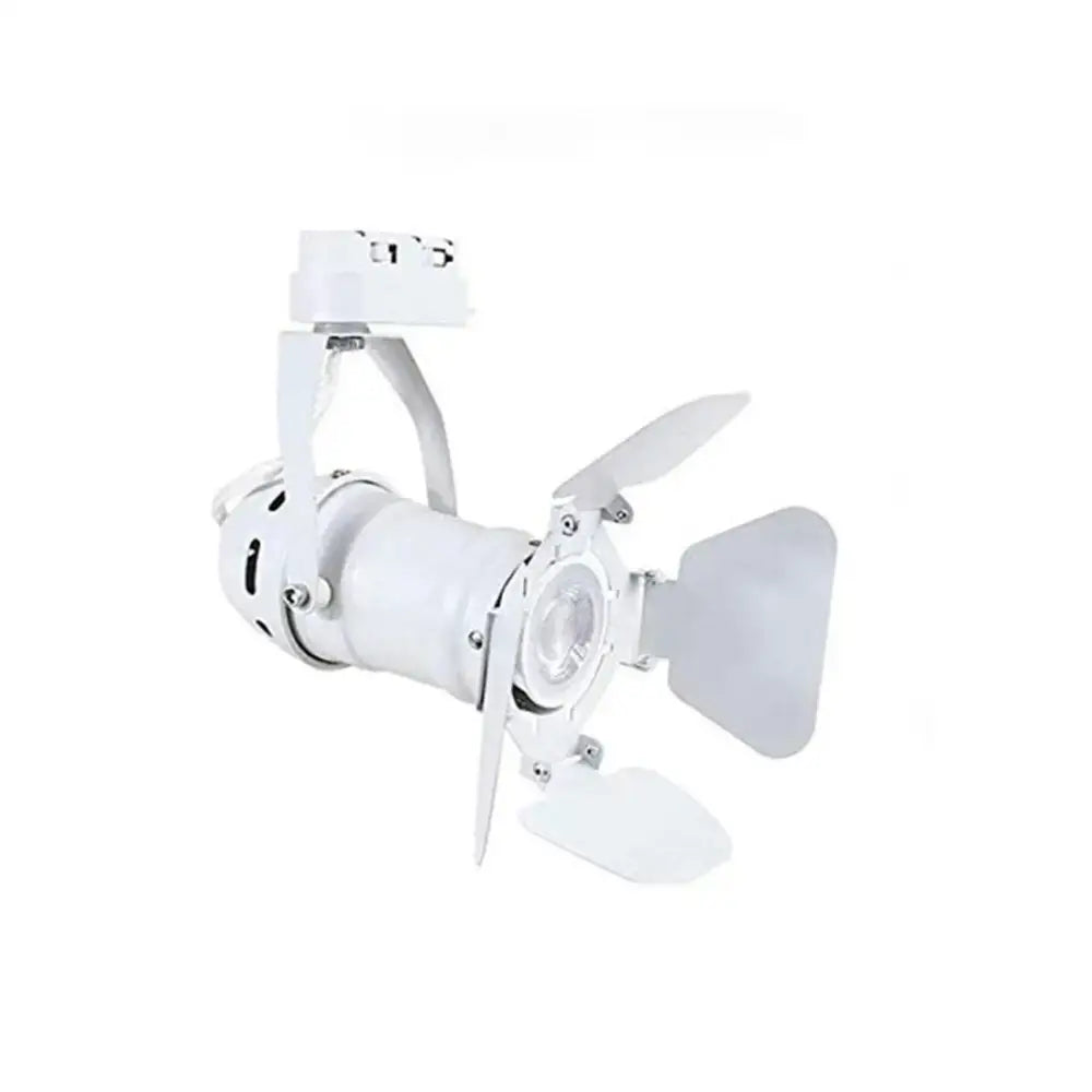 White metal decorbites artwork led track lighting fixture with adjustable directional blades and vintage industrial design