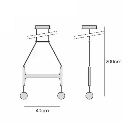 Decorbites astra wood pendant light with a 200cm metal frame and spherical glass shades modern minimalist design