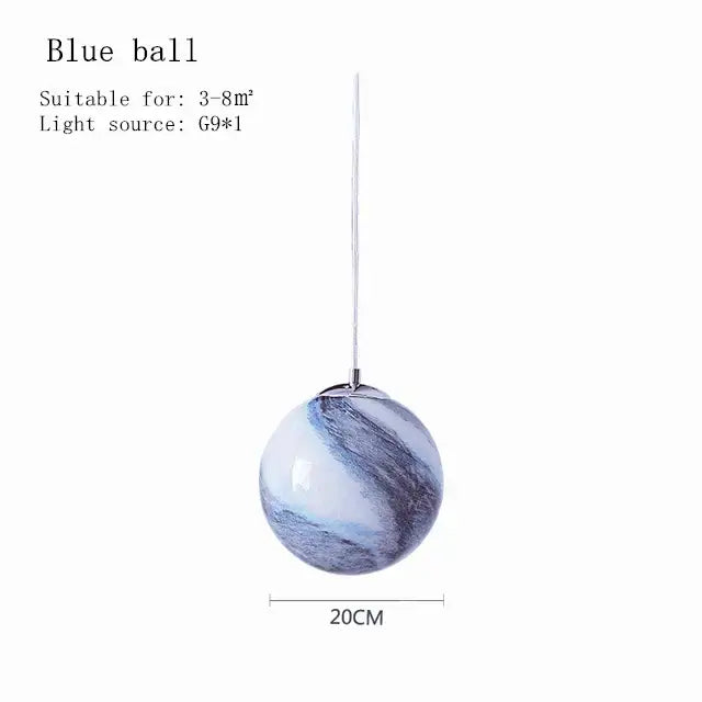Decorbites astronaut ball pendant light led light with a 20cm blue and white marble acrylic sphere for boys room decor