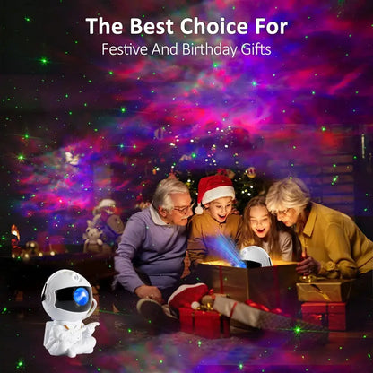 White DecorBites astronaut galaxy starry sky night light projector with blue lens for bedroom and kids gift